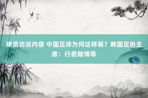 球员访谈内容 中国足球为何这样弱？韩国足协主席：行恶赌博等